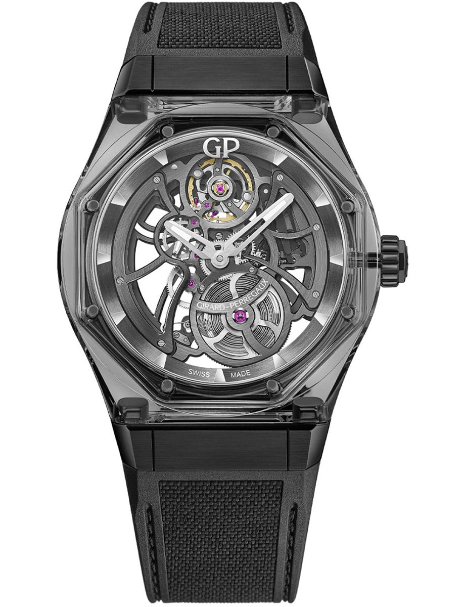 Laureato Absolute Light & Shade 44mm in Sapphire Crystal with Titanium Lugs on Black Rubber Strap with Skeleton Dial