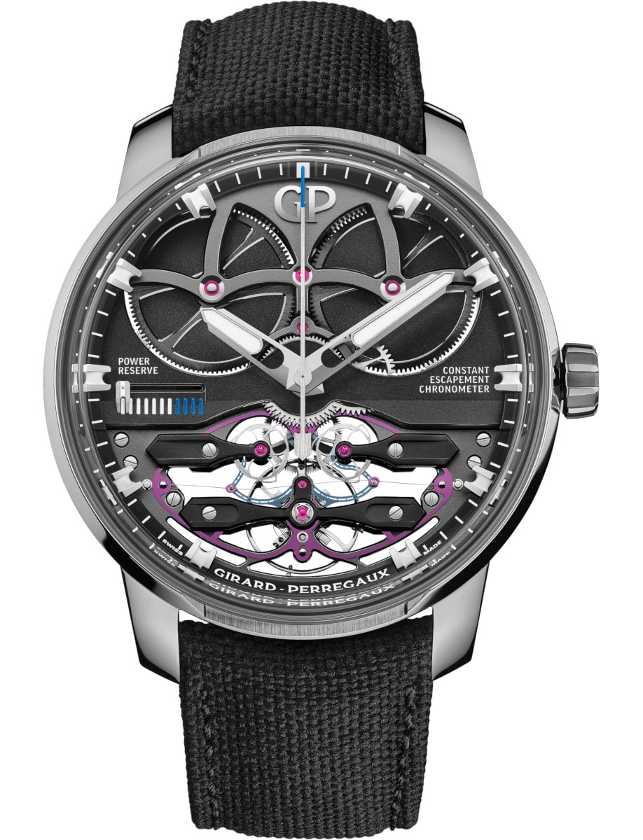 Bridges Neo Constant Escapement 45mm in Titanium on Black Fabric Strap with Black PVD Dial