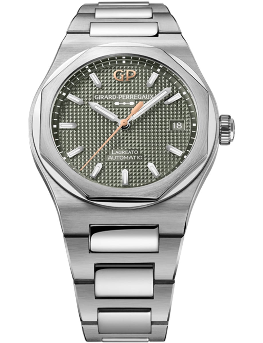 Laureato 38mm Automatic in Steel on Steel Bracelet with Sage Green Dial