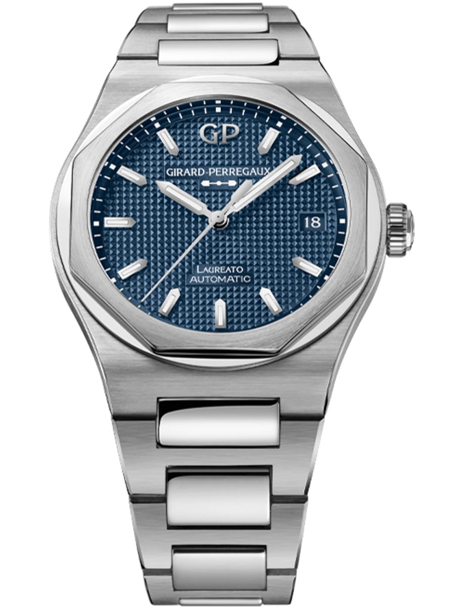 Laureato 38mm Automatic in Steel on Steel Bracelet with Midnight Blue Dial