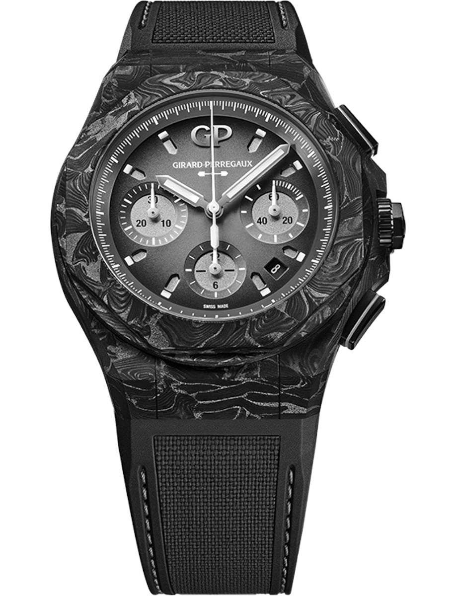 Laureato Absolute Crystal Rock 44mm in Carbon/Titanium Composite on Black Rubber Strap with Gradient Grey Dial