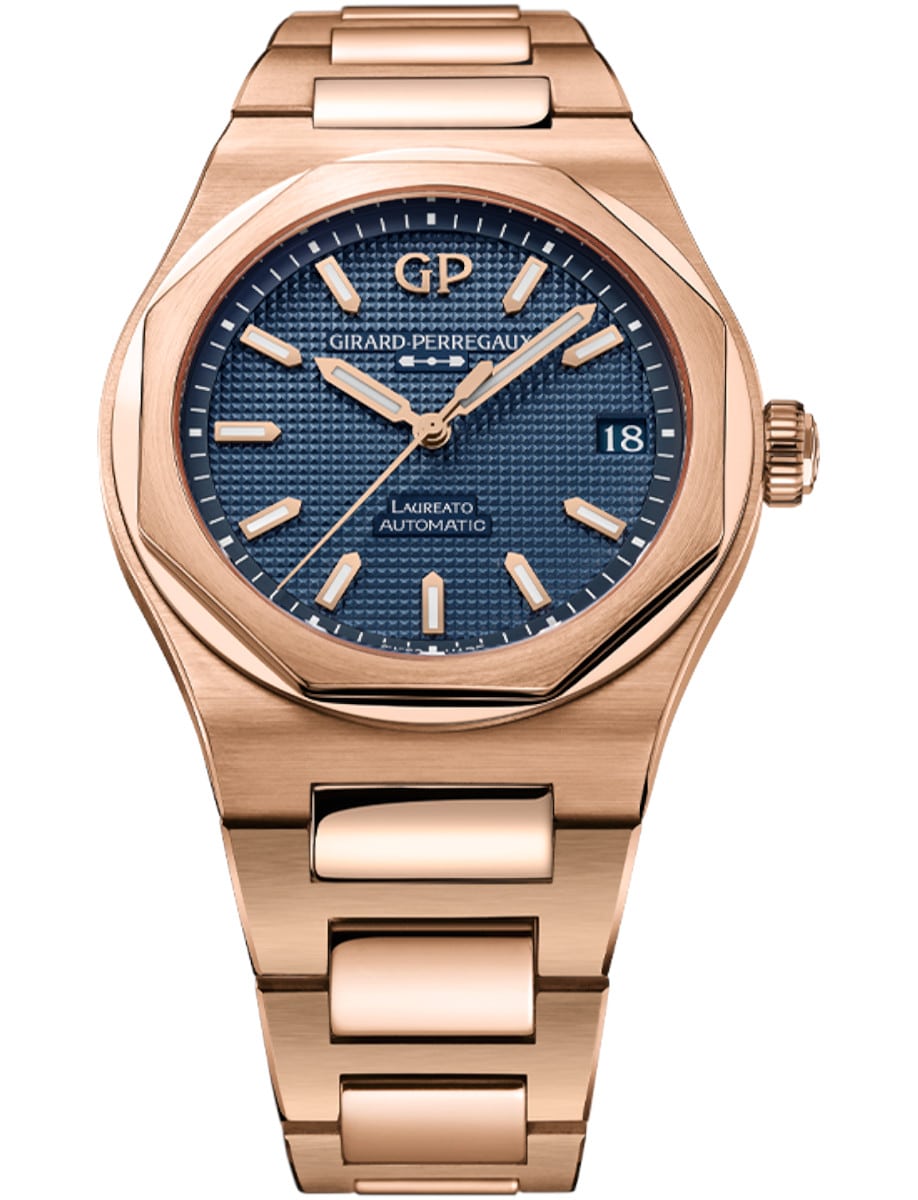 Laureato 42mm Pink Gold Ultramarine in Pink Gold on Pink Gold Bracelet with Blue Dial