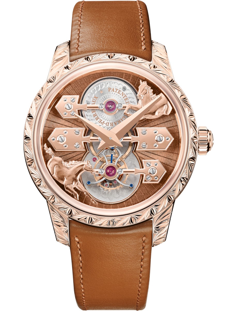 Bridges La Esmeralda Tourbillon A Secret Eternity Edition in Rose Gold On Tan Calfskin Leather Strap with Pink Gold Dial - Limited 18