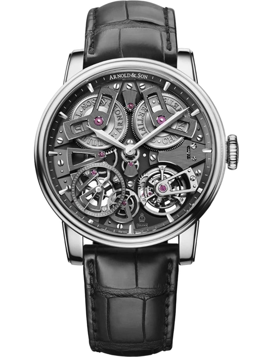 Tourbillon Chronometer No. 36 John Arnold Tribute in Steel on Black Alligator Leather Strap with Skeleton Dial