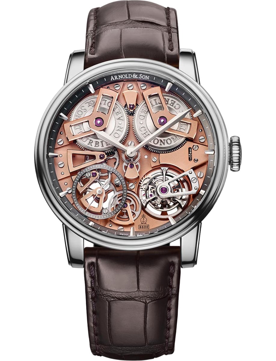 Tourbillon Chronometer No. 36 in Steel on Brown Alligator Leather Strap with Skeleton Dial - L.E - 28 pcs