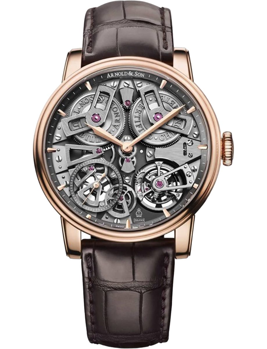 Tourbillon Chronometer No. 36 John Arnold Tribute in Rose Gold on Brown Alligator Leather Strap with Skeleton Dial