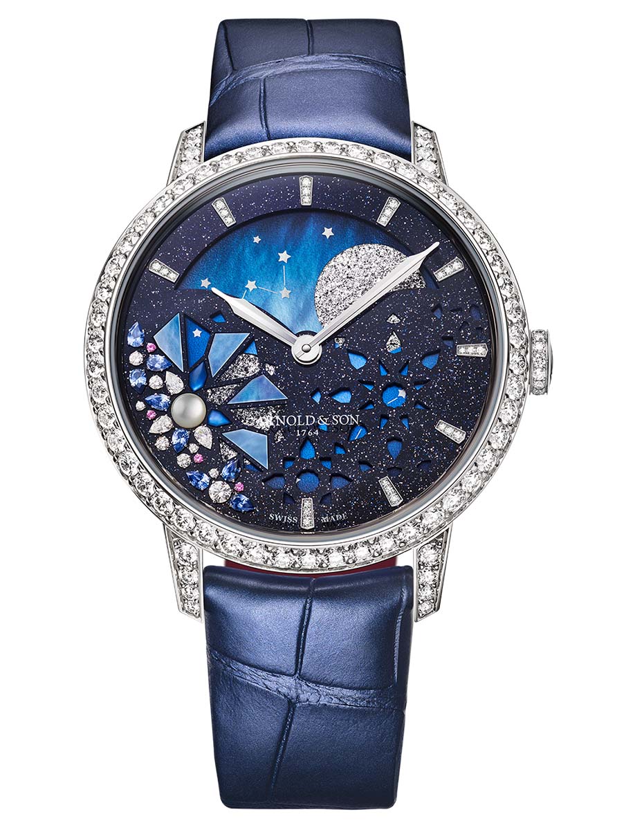 Perpetual Moon 38mm Eclipse I in White Gold with Diamond Bezel on Blue Alligator Leather Strap with Blue Aventurine Dial - Limited to 18