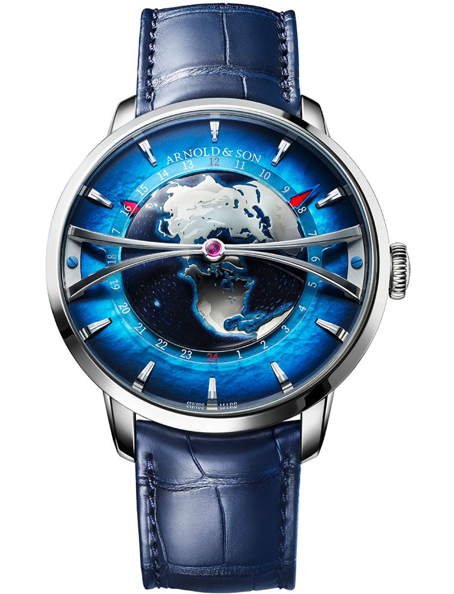 Globetrotter 45mm Automatic in Platinum - Limited to 28 on Blue Alligator Leather Strap with Graduated Shades of Blue Dial