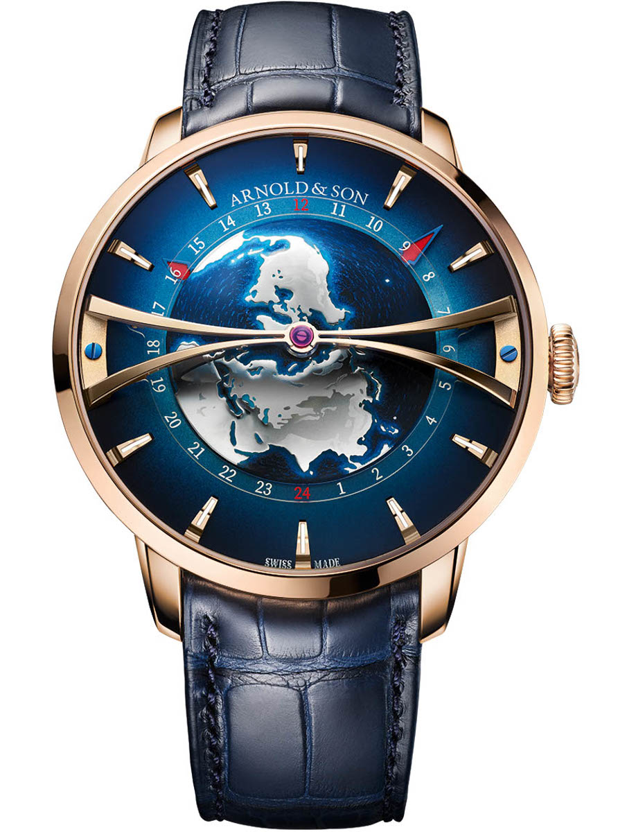 Globetrotter 45mm Automatic in Red Gold- Limited to 28 on Blue Alligator Leather Strap with Lacquered Sunlit Blue Dial