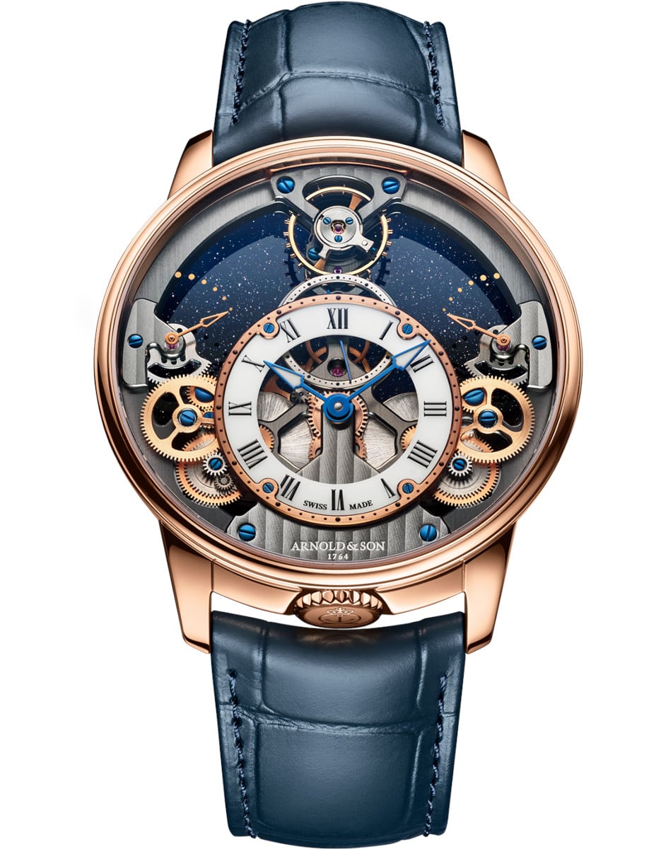 Time Pyramid 42.5mm in Rose Gold - Limited to 88 on Blue Alligator Leather Strap with Skeleton Dial