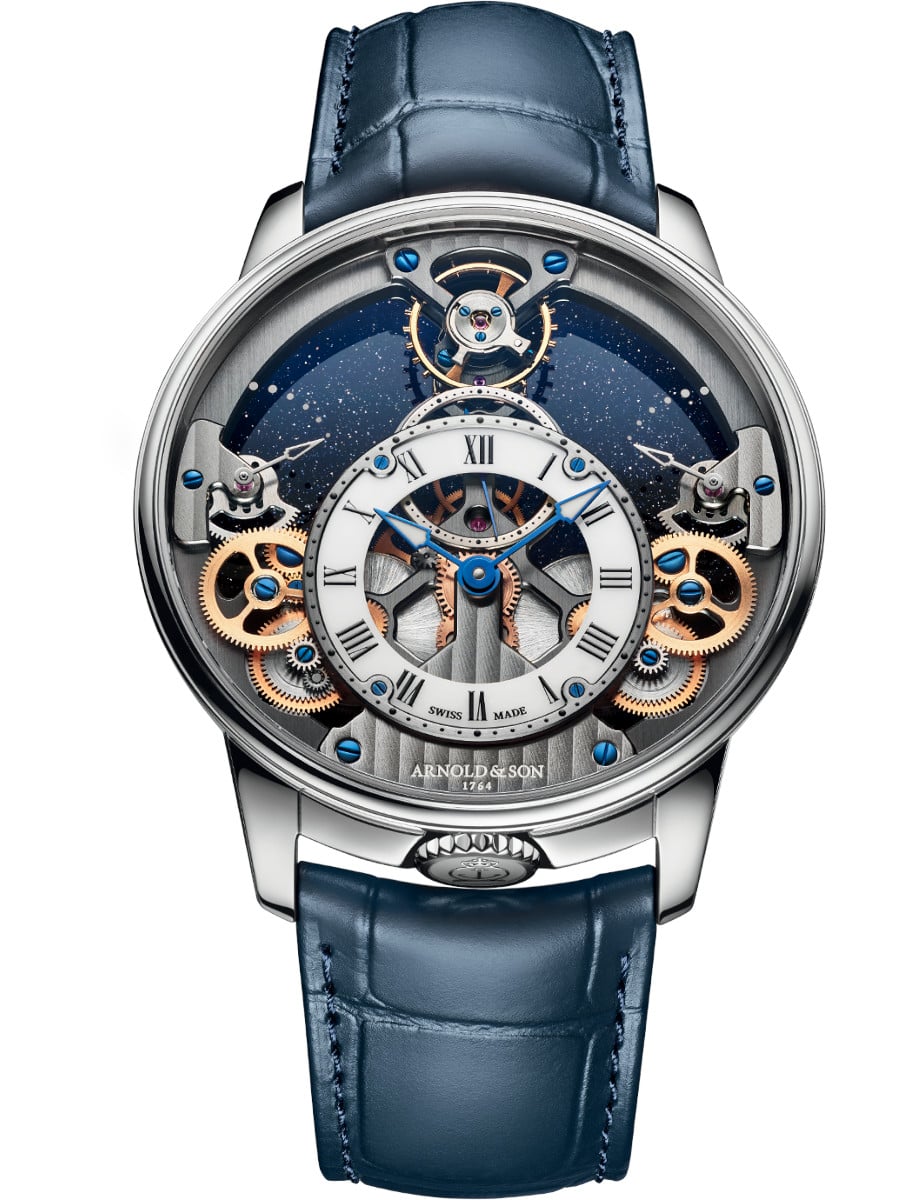 Time Pyramid 42.5mm in Platinum - Limited to 38 on Blue Alligator Leather Strap with Skeleton Dial