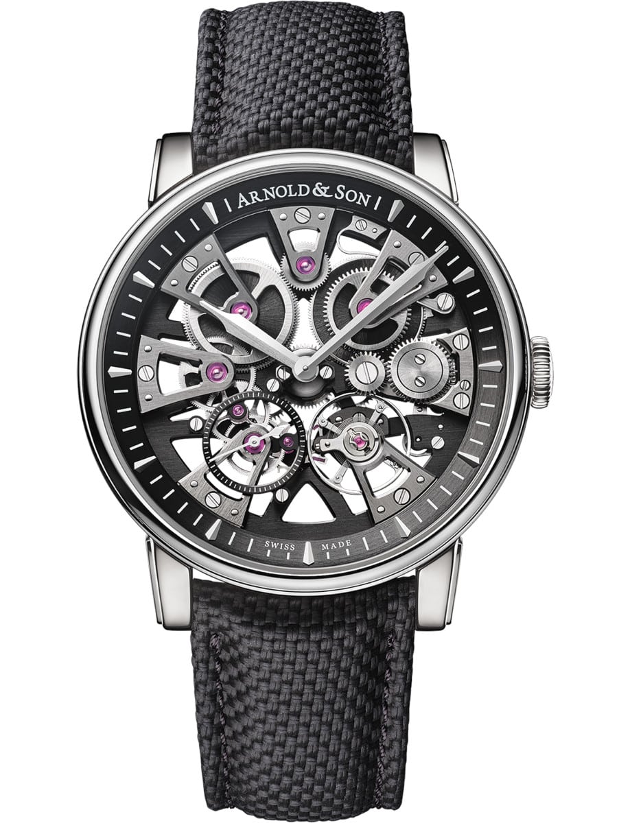 Nebula 41.5 mm in Steel on Black Rubber Strap with Skeleton Dial