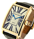 Much More 34mm in Rose Gold on Black Crocodile Leather Strap wih Silver Roman Dial