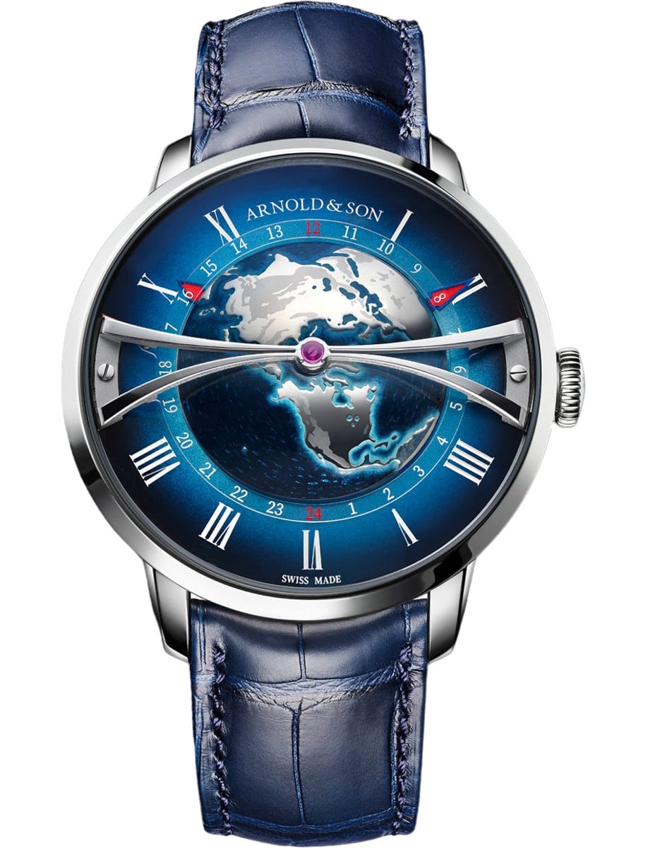 Globetrotte 45mmr in Steel - Limited to 88 on Blue Calfskin Leather Strap with Blue Dial
