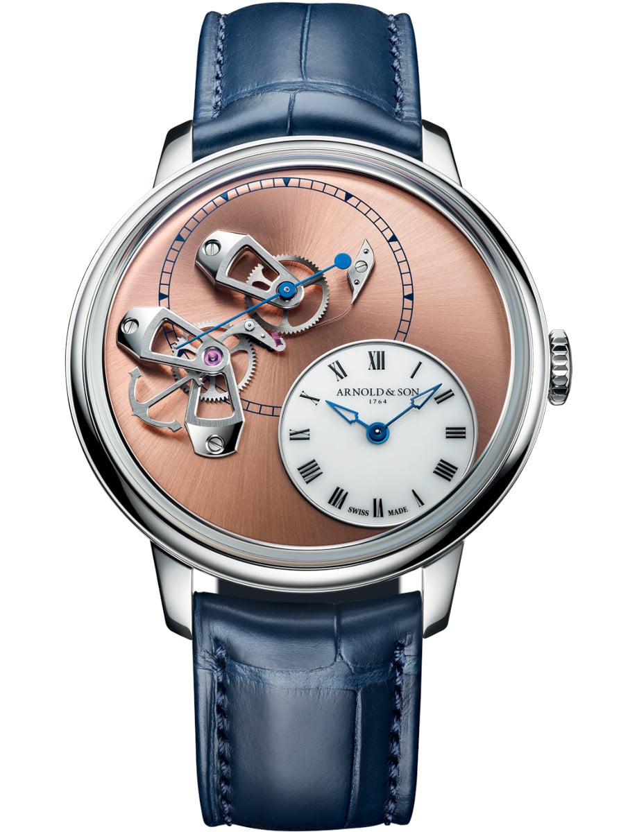 DSTB 42 Automatic in Platinum - Limited to 38 on Blue Crocodile Leather Strap with Salmon Dial