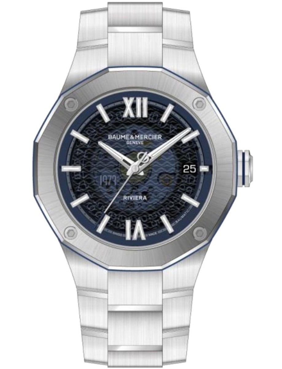 Riviera 42mm Automatic in Steel - Limited Edition on Steel Bracelet with Transparent Blue Dial 