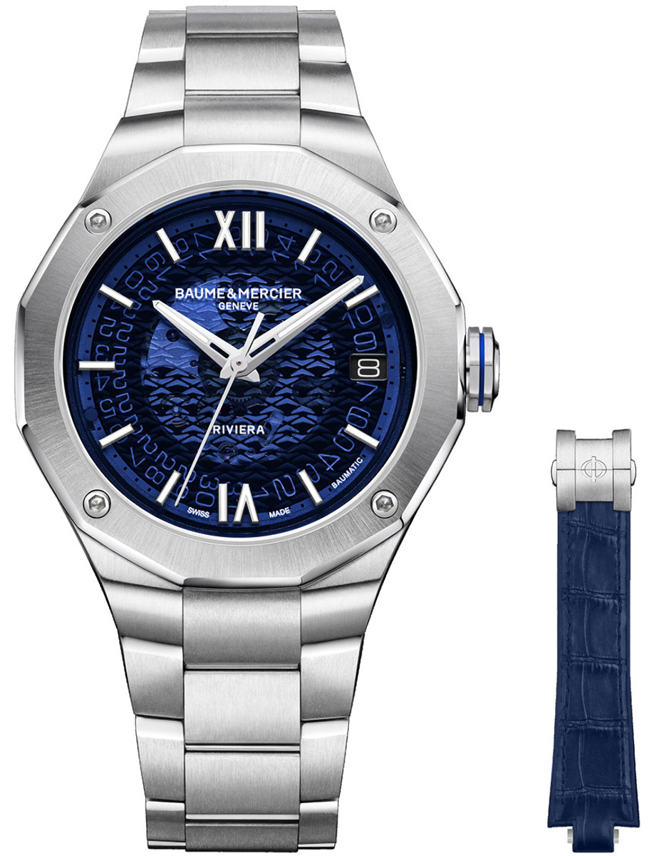 Riviera 42mm Automatic in Steel on Steel Bracelet with Smokey Blue Sapphire Dial