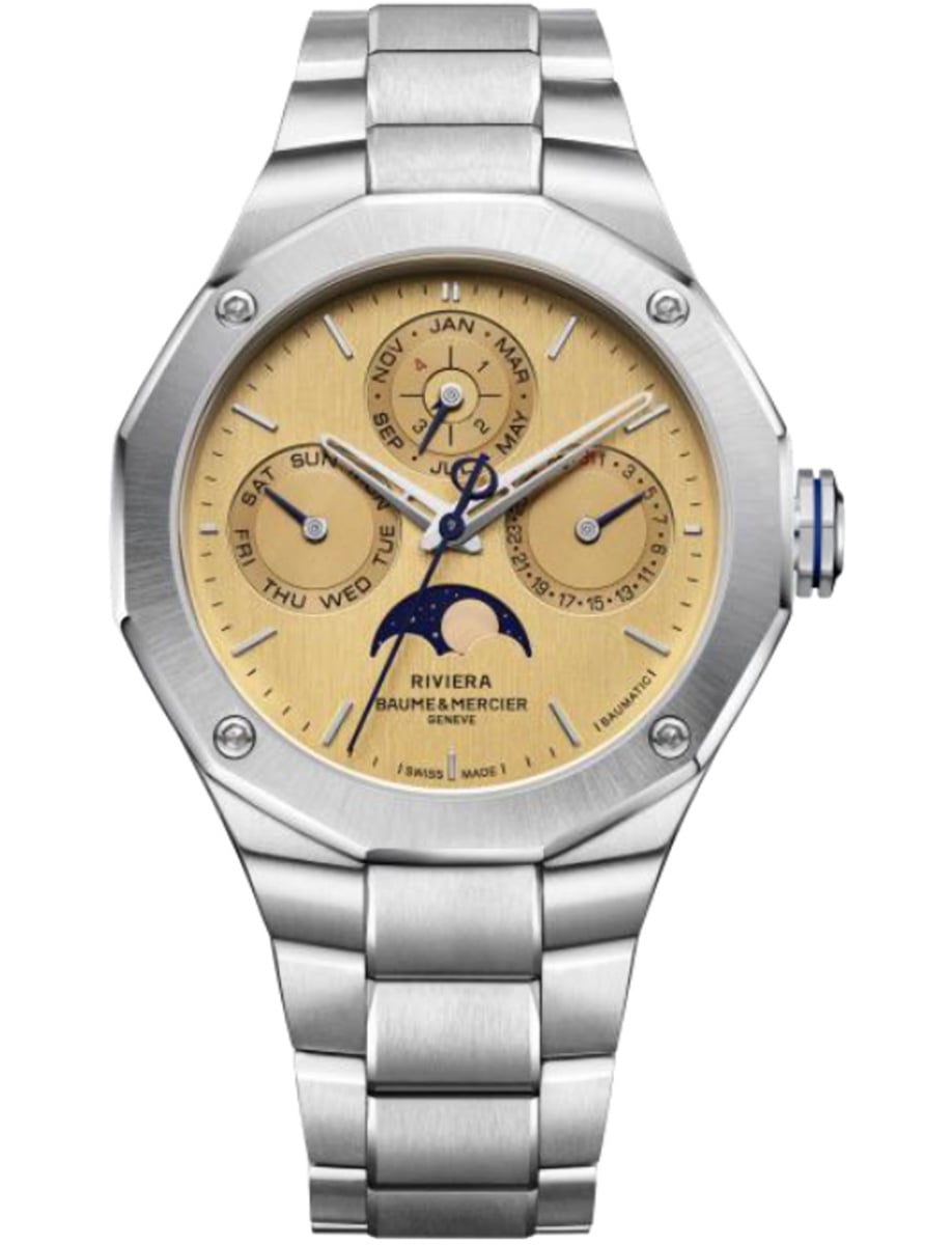 Riviera 40mm Automatic in Steel - Limited Edition on Steel Bracelet with Gilded Sun Brushed Dial
