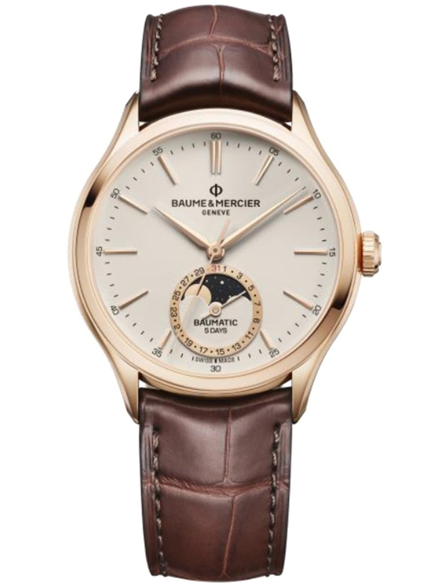 Riviera 39mm Automatic in Rose Gold  on Brown Alligator Leather Strap with Off-White Dial
