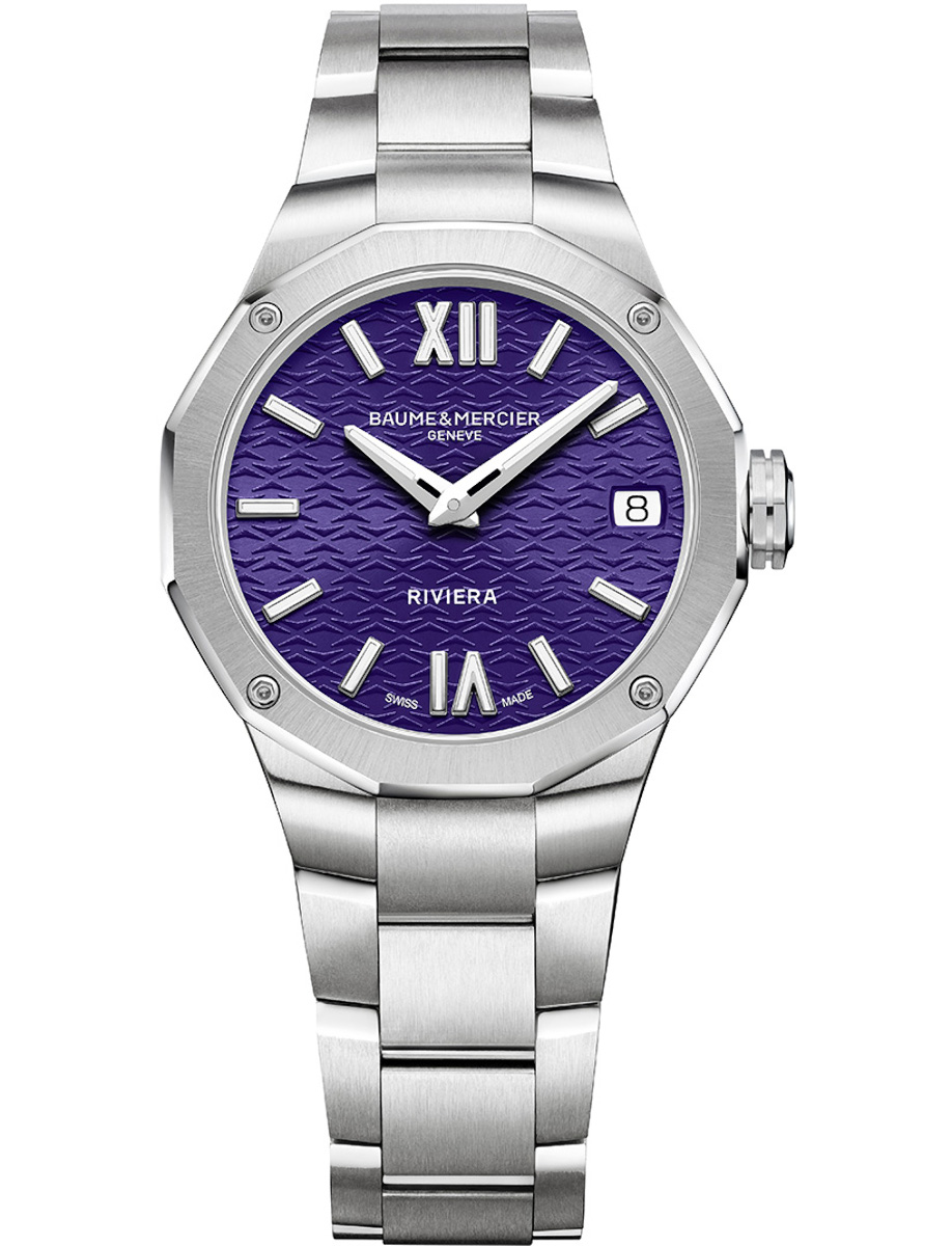 Riviera 33mm Quartz in Steel on Steel Bracelet with Purple Dial