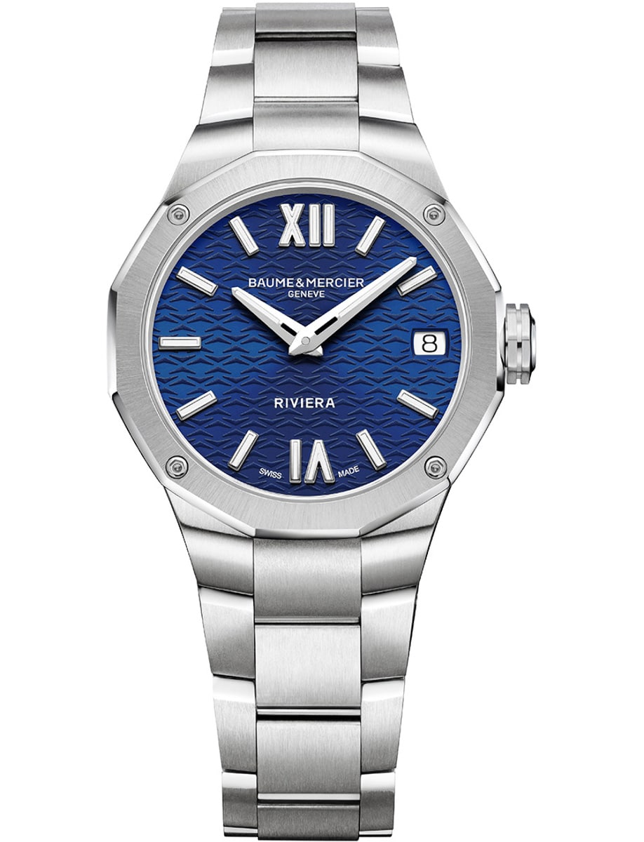 Riviera 33mm Quartz in Steel on Steel Bracelet with Blue Dial