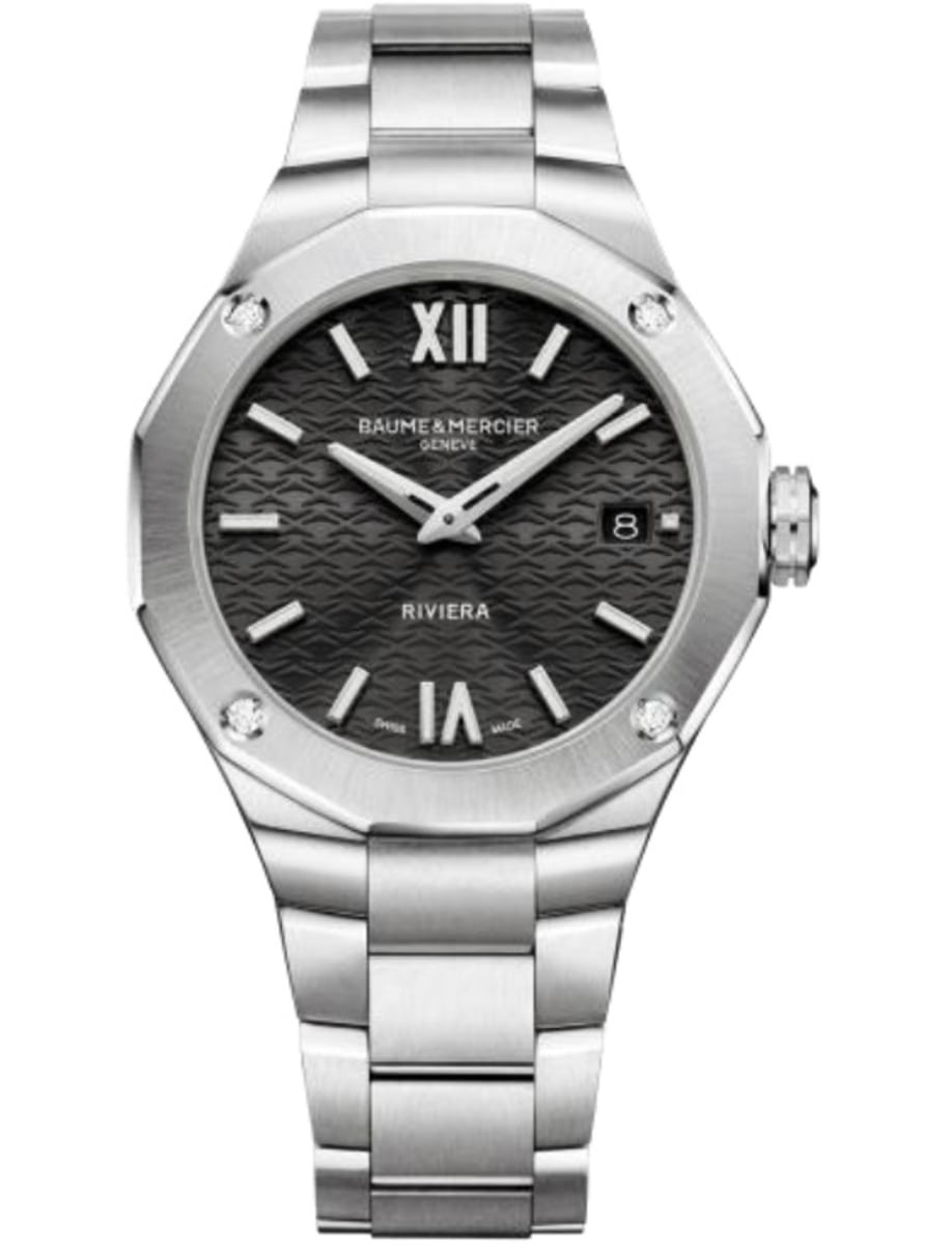 Riviera 36mm Quartz in Steel on Steel Bracelet with Black Dial