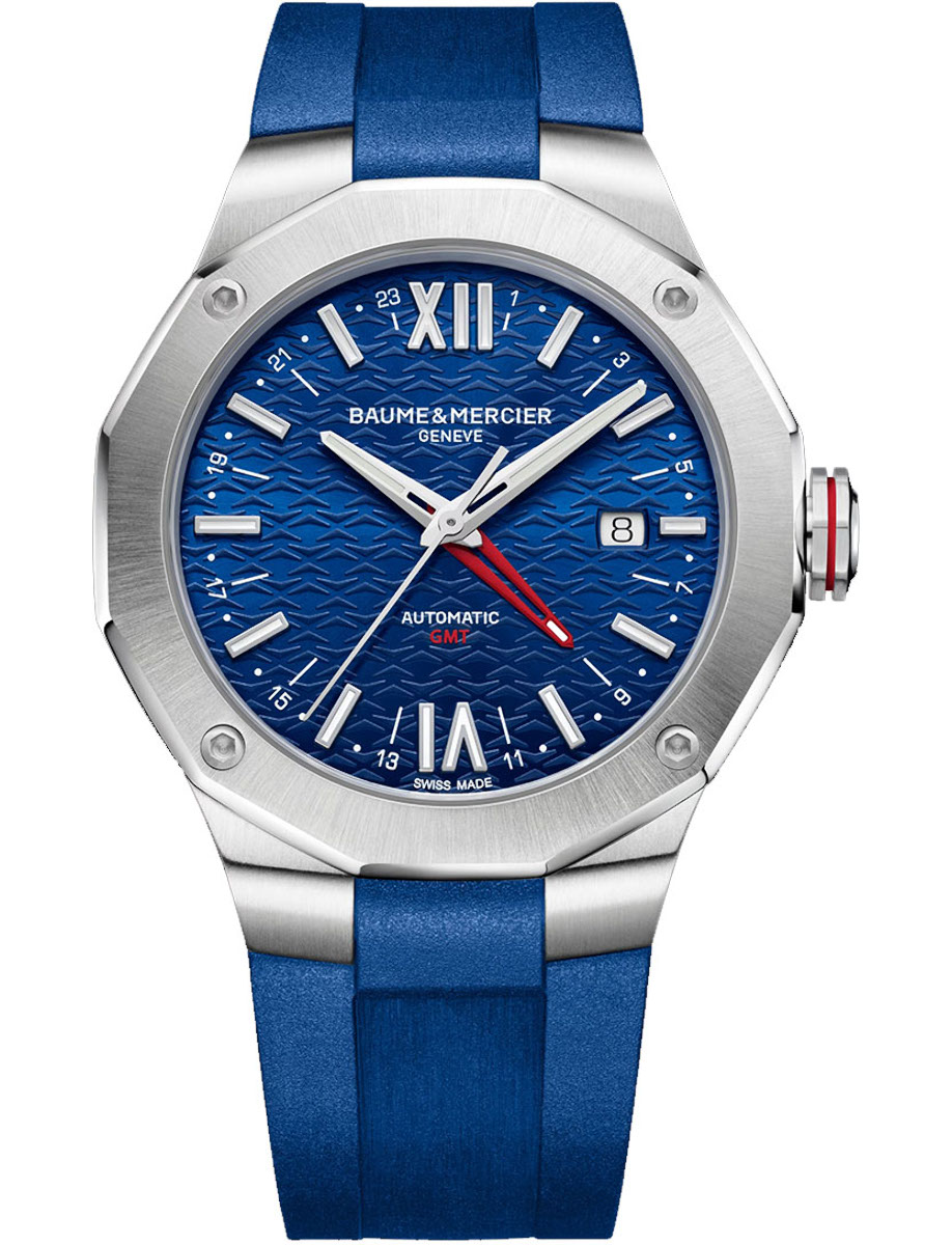 Riviera 42mm Automatic in Steel on Blue Rubber Strap with Blue Dial