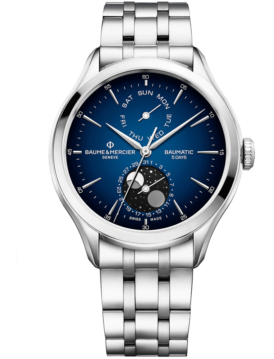 Clifton 42mm Automatic in Steel on Steel Bracelet with Blue Lacquered Dial
