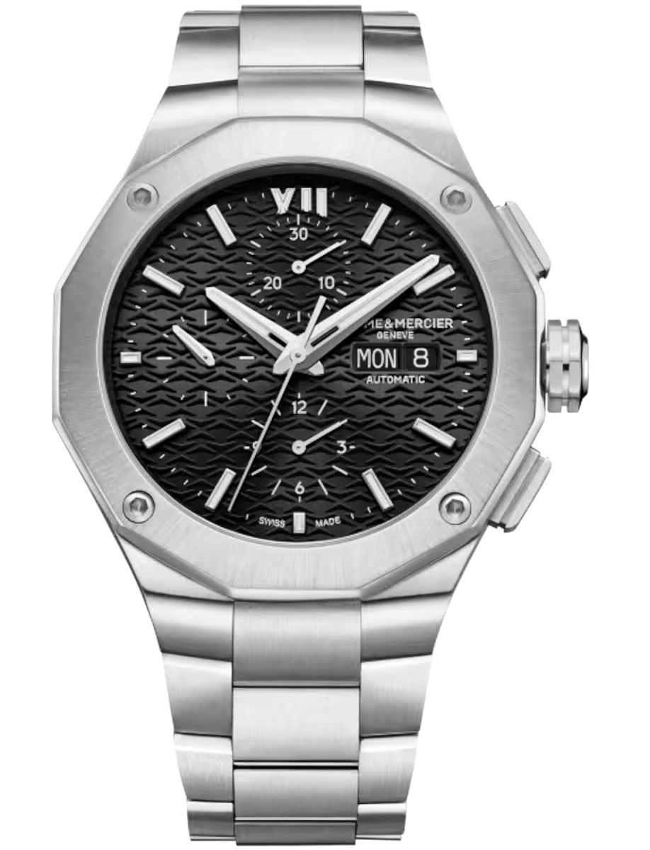 Riviera 43mm Automatic in Steel  on Steel Bracelet with Black Dial