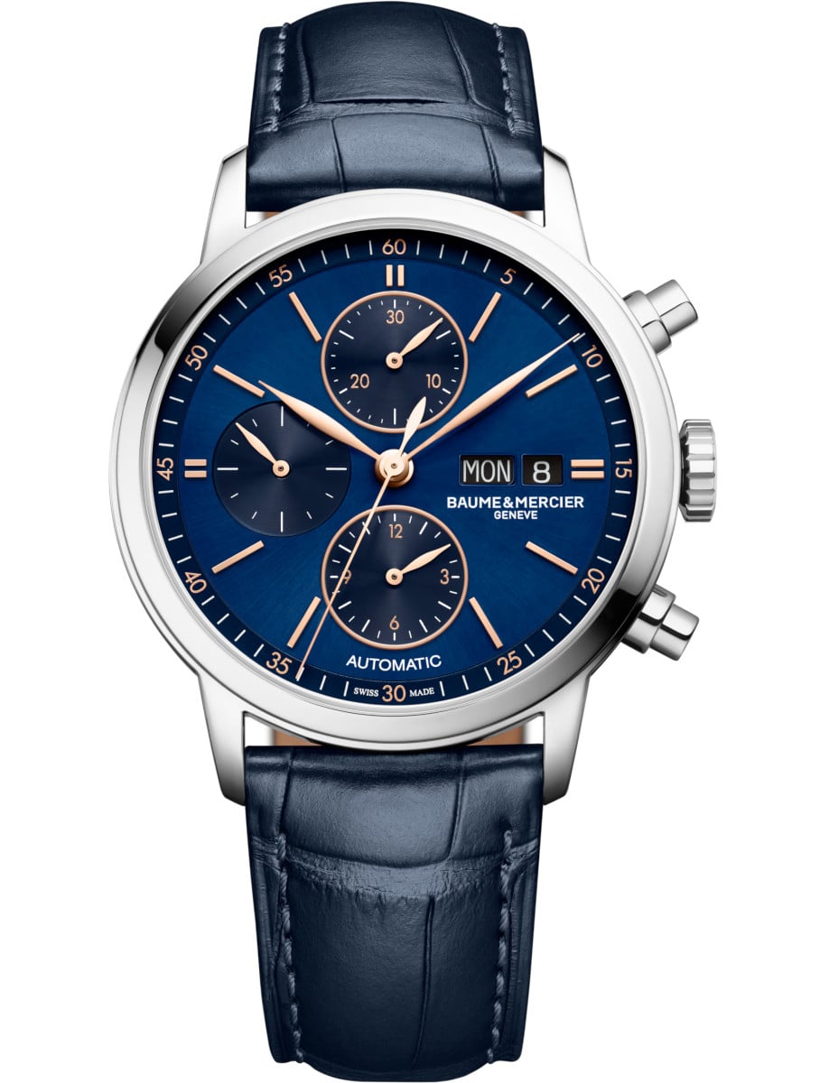 Classima 42mm Automatic in Steel on Blue Alligator Leather Strap with Blue Dial