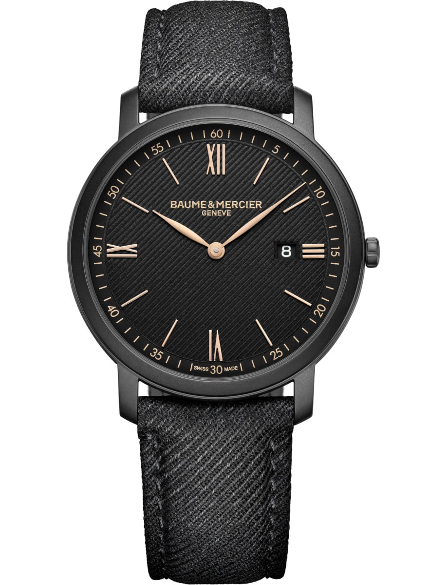 Classima 42mm Quartz in ADLC Steel on Black Fabric Strap with Black Dial