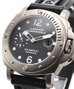 PAM 25 - Luminor Submersible 44mm Automatic in Titanium on Black Rubber Strap with Black Waffle Dial