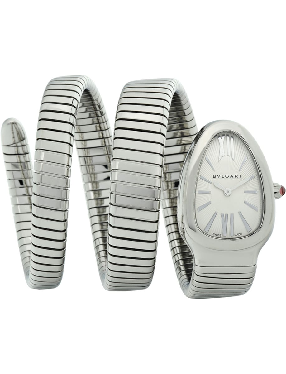Serpenti 35mm in Steel on Steel Bracelet with Silver Dial