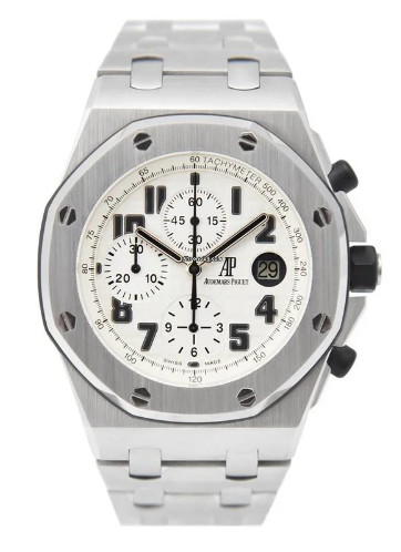 Safari - Royal Oak Offshore Chronograph in Steel On Bracelet with Ivory Tapestry Dial