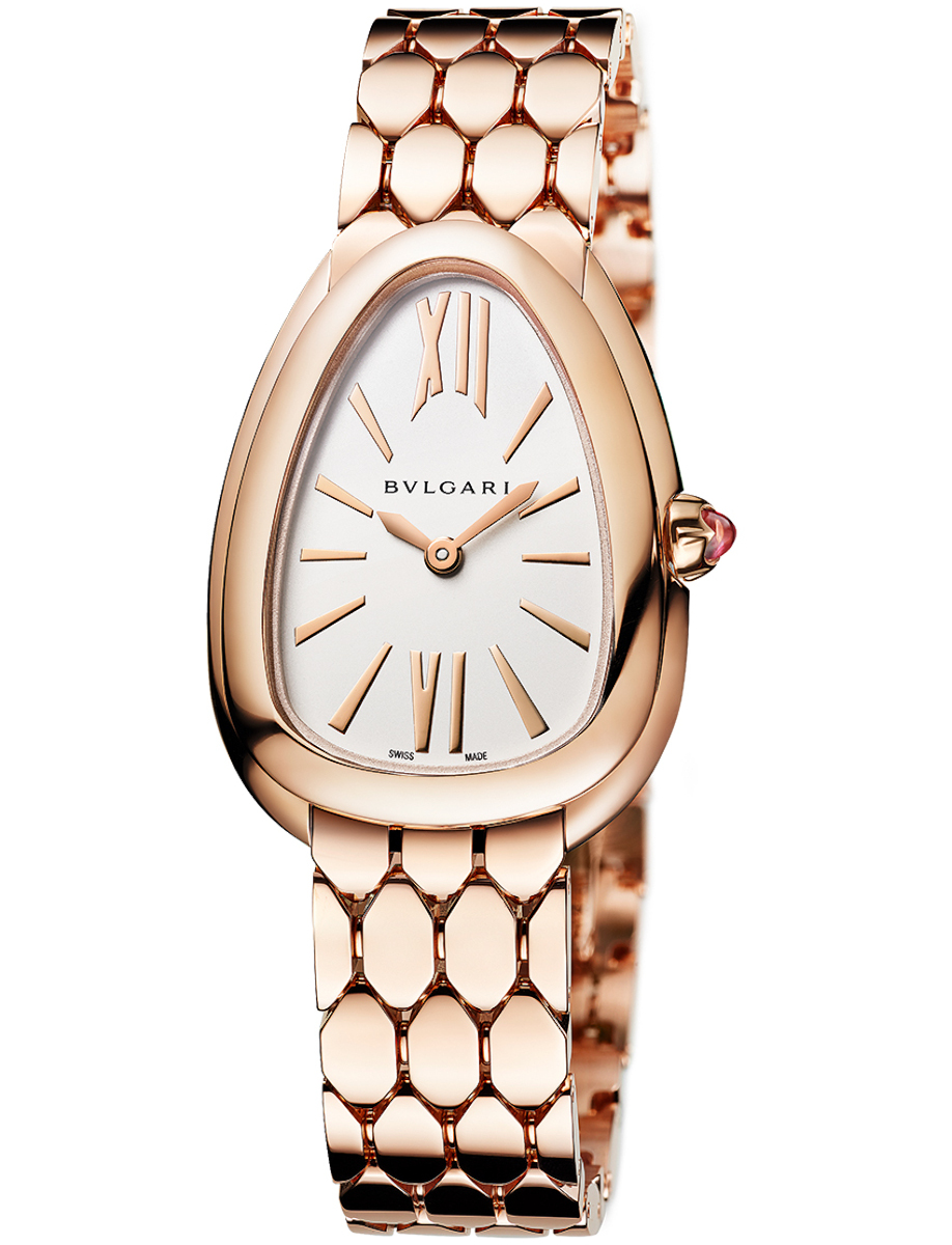 Serpenti Seduttori 33mm Quartz in Rose Gold on Rose Gold Bracelet with White Dial