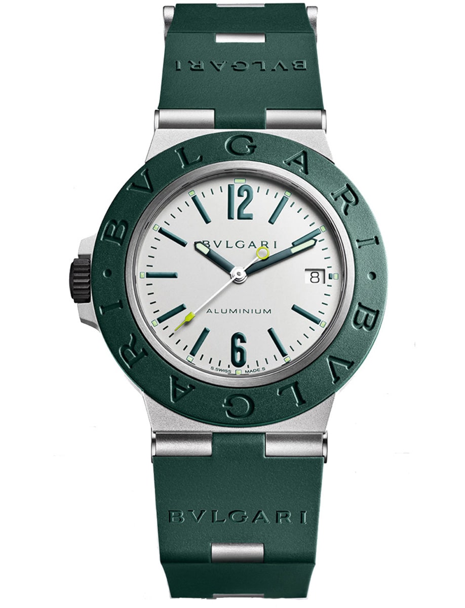 Left Handed Match Point Limited Edition 40mm in Aluminium on Green Rubber Strap with Silver Dial - Limited To 800pcs