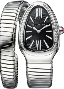 Bvlgari 103434 Serpenti Tubogas 35mm in Steel with Partial Diamond Bezel 103434