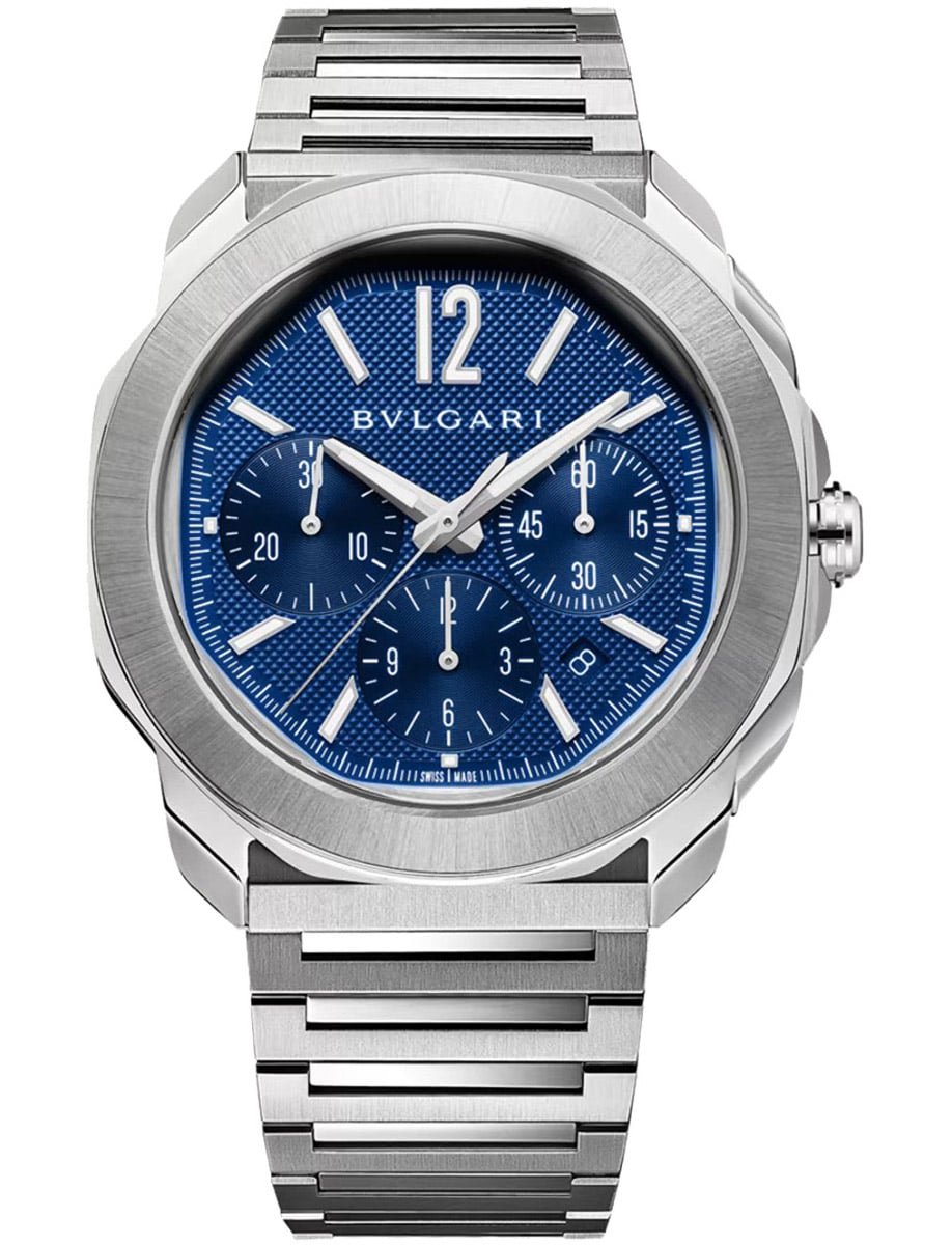 Octo Roma 42mm in Steel on Steel Bracelet with Blue Dial