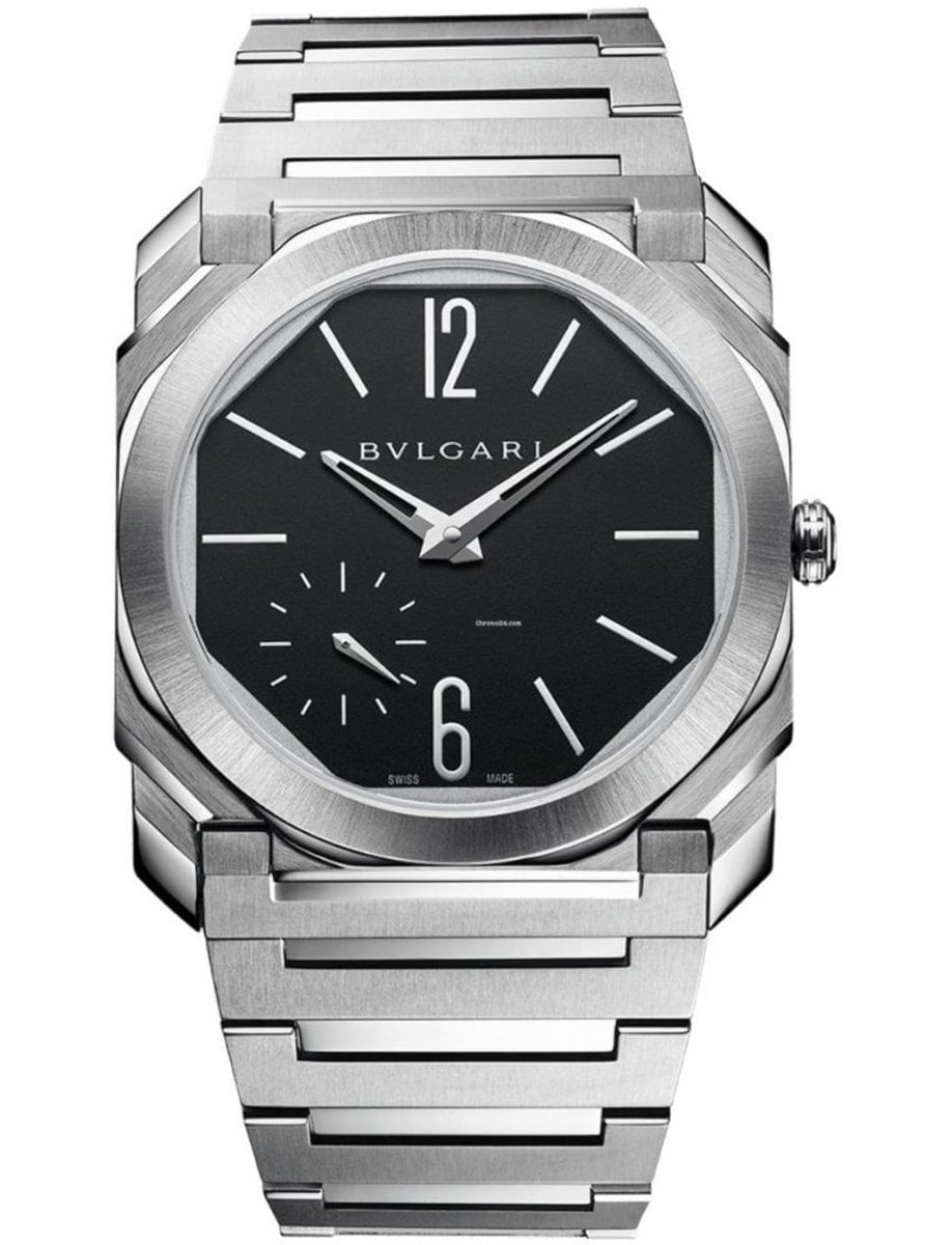 Octo Finissimo Extra Thin 40mm in Steel on Steel Bracelet with Black Dial