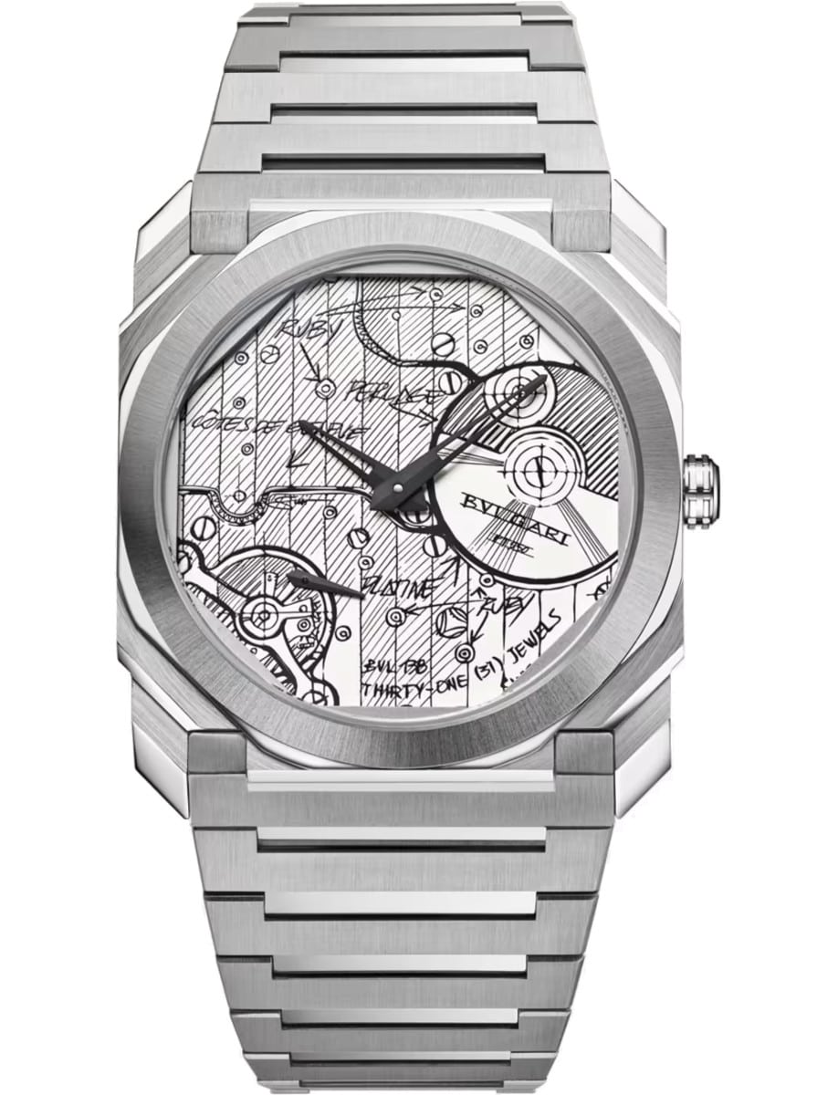 Octo Finissimo 40mm in Steel - Limited to 280pcs on Steel Bracelet with Steel Sketch of Movement Dial