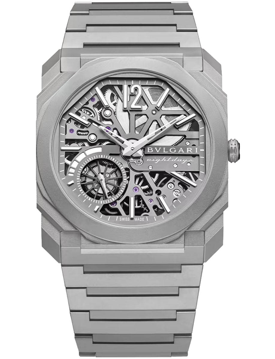 Octo FInissimo Extra Thin 40mm in Titanium on Titanium Bracelet with Openworked Dial