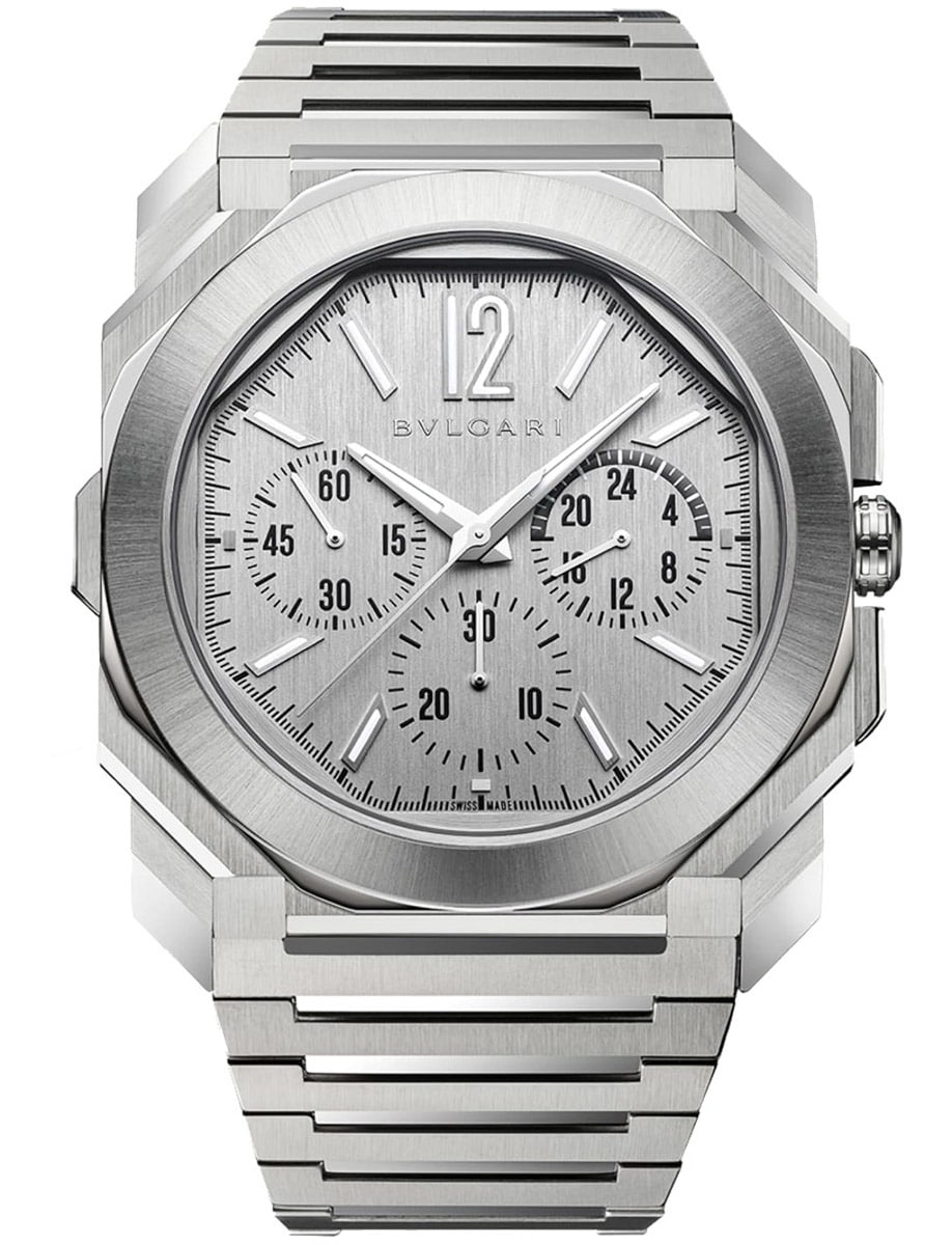 Octo Finissimo 43mm in Steel on Steel Bracelet with Silver Dial