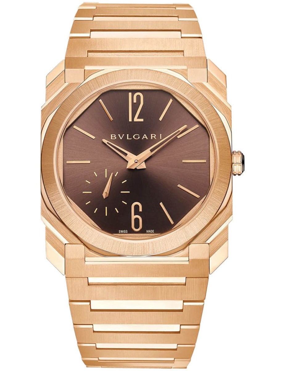 Octo Finissimo 40mm in Rose Gold on Rose Gold Bracelet with Brown Dial