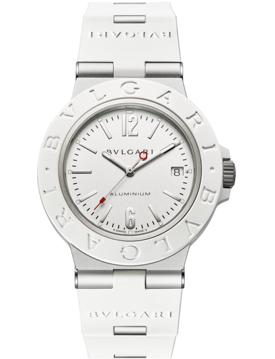 Men’s Bulgari 40mm Automatic in Aluminium on White Rubber Strap with White Dial - Limited to 1000pcs