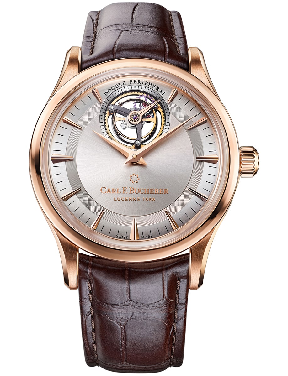 Heritage Tourbillon Double Peripheral 42.5mm in Rose Gold on Brown Alligator Leather Strap with Silver Dial - Limited to 88pcs