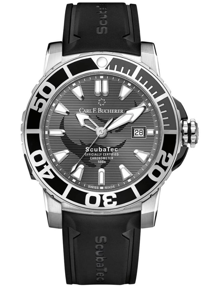 Patravi Scubatec Manta Trust Automatic in Steel with Black Ceramic Bezel On Black Rubber Strap with Black Dial