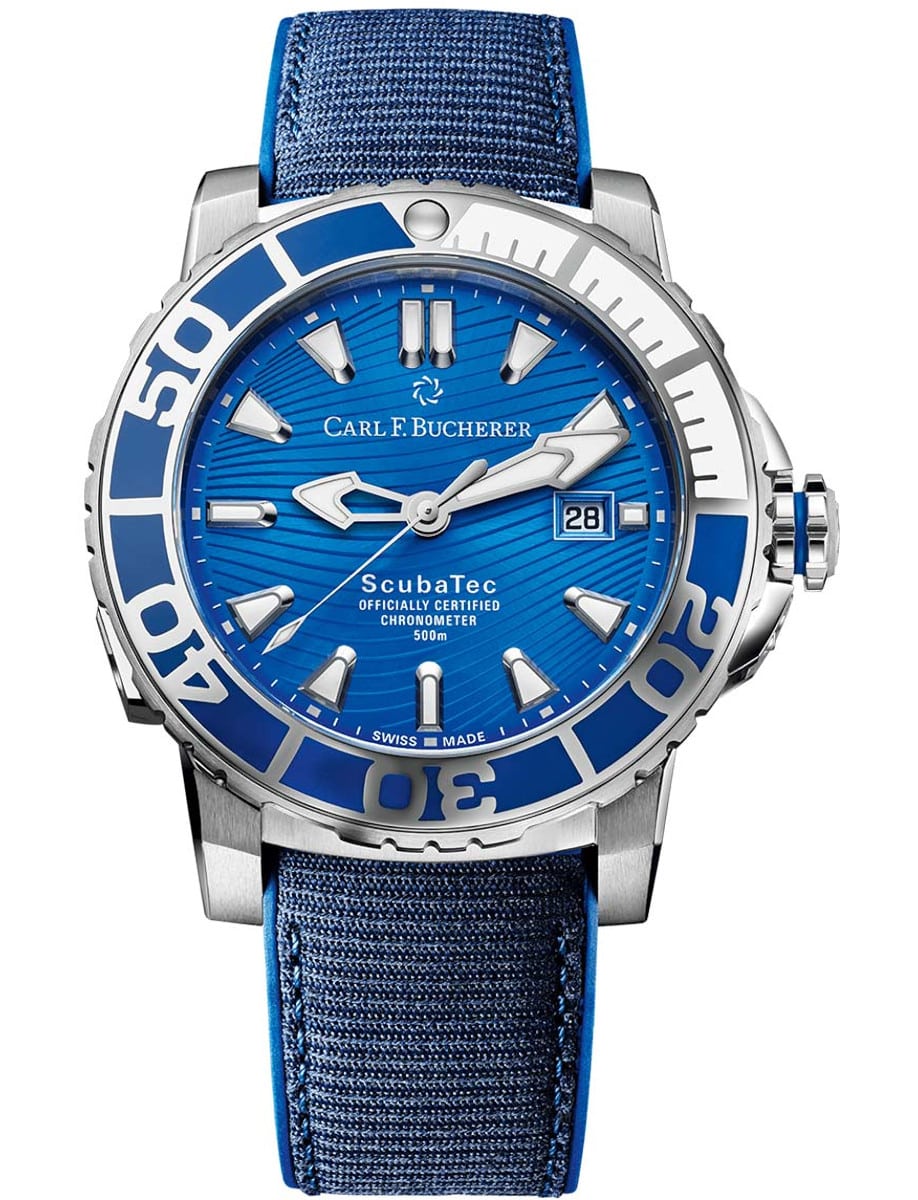 Patravi ScubaTec Maldives Mens Automatic in Steel On Blue Rubber Strap with Blue Dial