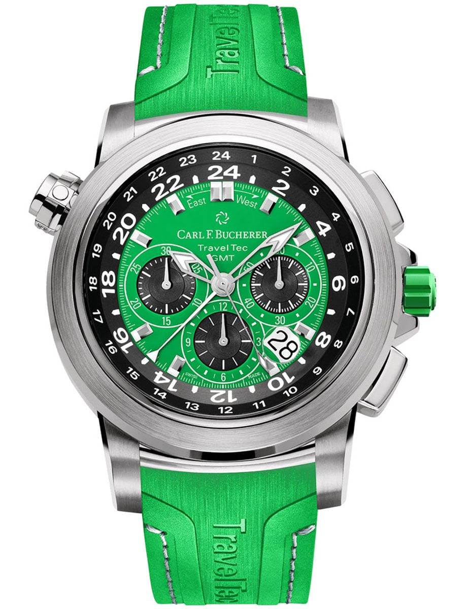 Patravi Traveltec Color Edition Four Seasons 46.6mm Automatic in Steel on Green Rubber Strap with Green Dial