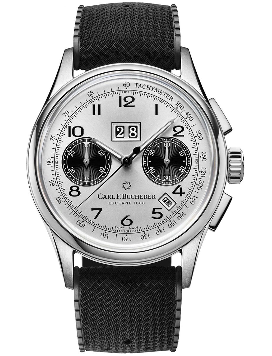 Heritage BiCompax Annual in Steel - Limited to 888pcs on Black Rubber Strap with Silver Dial - Black Subdials
