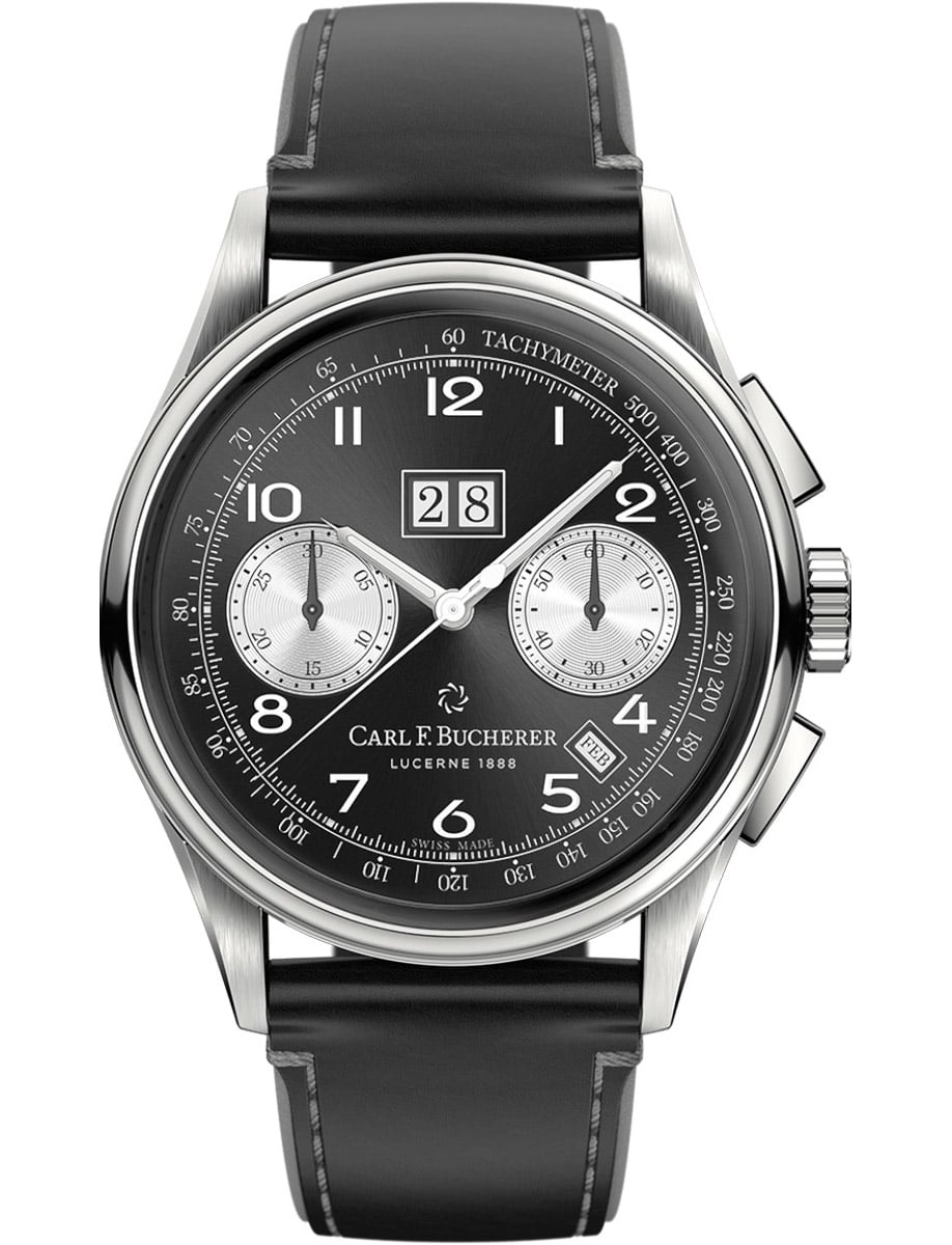 Heritage BiCompax Annual in Steel - Limited to 888pcs on Black Calfskin Leather Strap with Black Dial - Silver Subdials